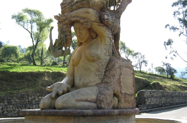 A monument honoring the U’wa people is on display in Guicán, Boyacá, Colombia
