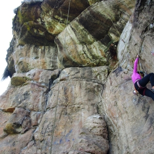 Climbing an overhanging route