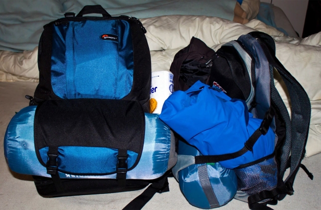 A pair of hiking packs