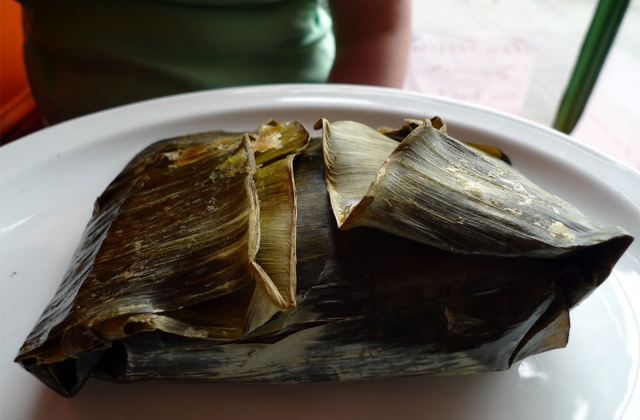 Tamale in plantain leaf