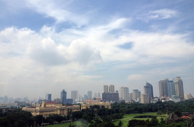View of the Manila skyline from the Bayleaf Hotel's sky deck