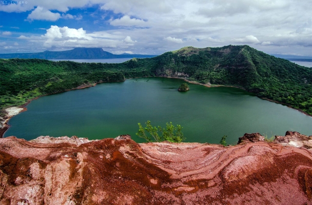 Vulcan Point is visible inside of Crater Lake, on Volcano Island, inside of Taal Lake, inside of Luzon Island