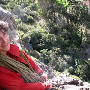 At a belay ledge in Suesca