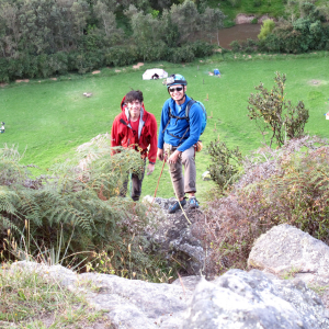 At the top of a multi-pitch route in Suesca